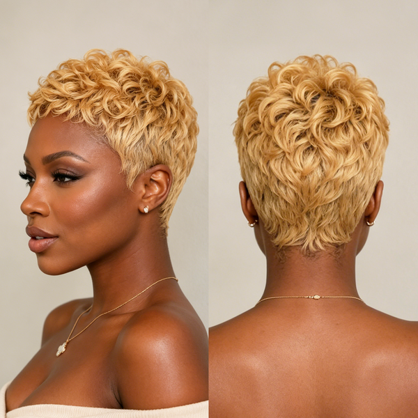 Bequeen Machine Made Bronze Super Short Wave Style Pixie Wig