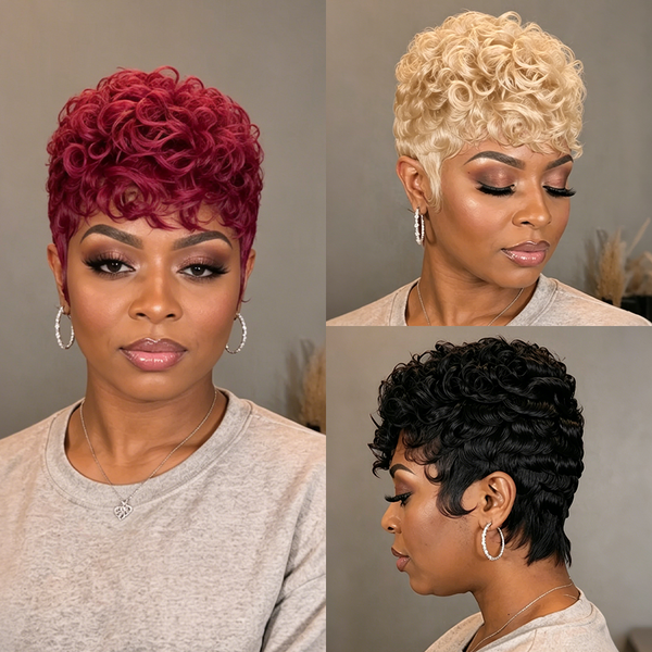 Bequeen Short Cut Finger Wave Pixie Wig