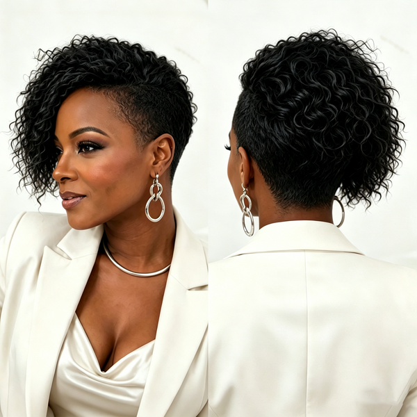 Bequeen Red Side Part Kinky Curls Easy On&Off Topper