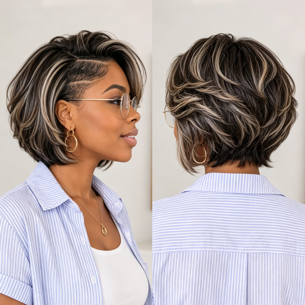 Bequeen Trendy Mixed Color Side Part Machine Made Topper 100% Human Hair