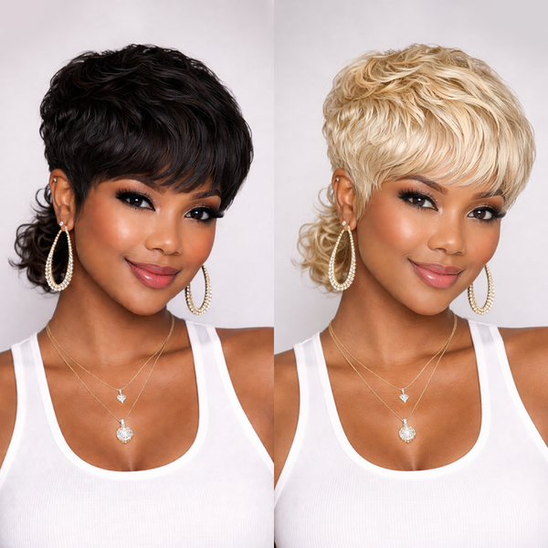Bequeen Blonde Pixie Machine Made Wig