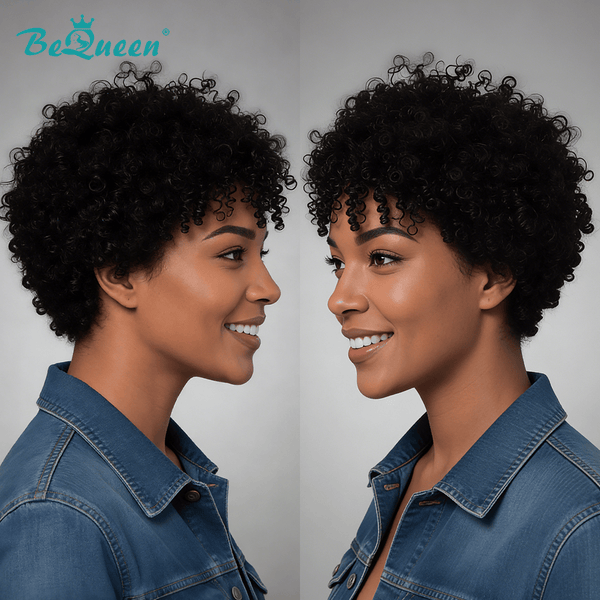 BeQueen Wig Bequeen 1B Kinky Curly Afro Wig