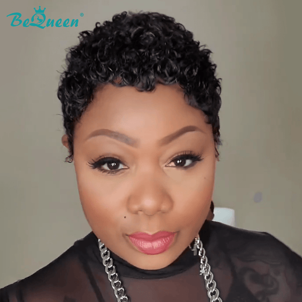 BeQueen Wig PIXIE WIGS Bequeen 1B Natural Black Fashion Curly Pixie Wig