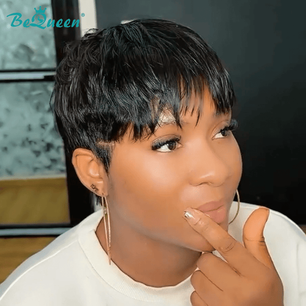 BeQueen Wig PIXIE WIGS Bequeen 1B Natural Black Fashion Cut Lace Pixie Wig