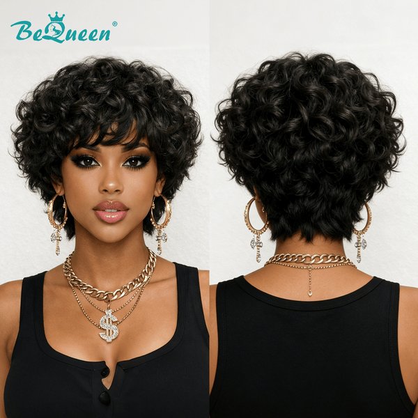 BeQueen Wig Bequeen 1B Sheep-roll Fluffy Wave Pixie Wig