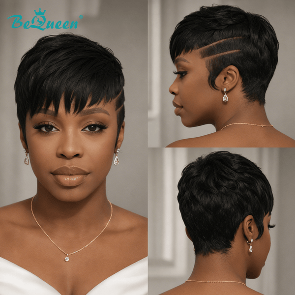 BeQueen Wig PIXIE WIGS Bequeen 1B Short Pixie Cut Fashion Lace Wig