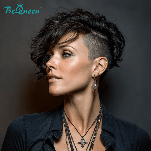 BeQueen Wig TOPPER & MOHAWK Bequeen 1B Side Part Elite Natrual Style Topper