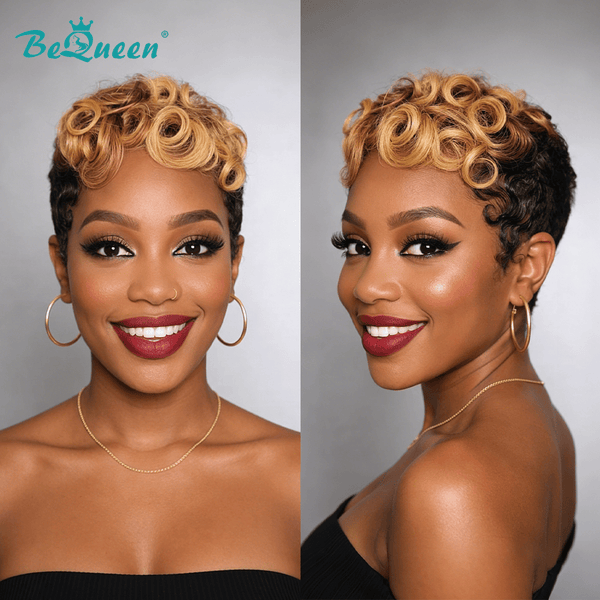 BeQueen Wig PIXIE WIGS Bequeen 27 /1B Finger Wave Pixie Wig