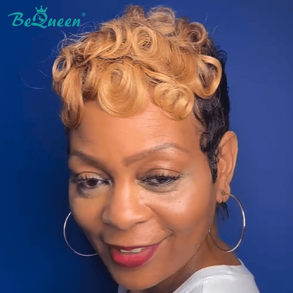 BeQueen Wig PIXIE WIGS Bequeen 613 /1B Finger Wave Pixie Wig