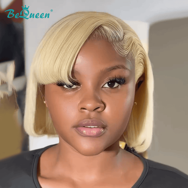 BeQueen Wig Luxurious Customized Wigs Bequeen 613 Blonde Color Sexy Side Part Bob Wig