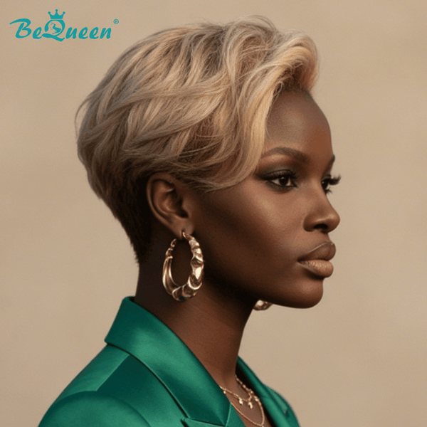 BeQueen Wig PIXIE WIGS Bequeen 613 Blonde Natrual Wave Style Frontal Lace Wig