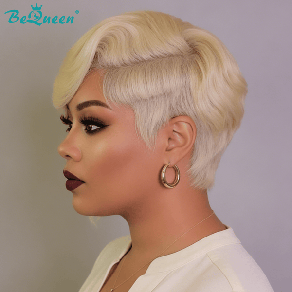 BeQueen Wig PIXIE WIGS Bequeen 613 Blonde Short Cut Side Part Lace Wig