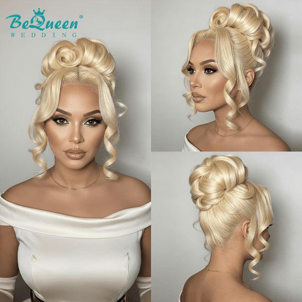 BeQueen Wig WEDDING WIG BeQueen 613 Blonde Two Side-Swept Chignon Bridal