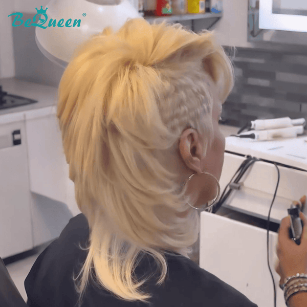 BeQueen Wig Mullet Wig Bequeen 613 Natural Side Part Wave Mullet Wig