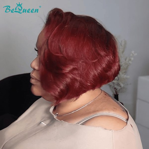 BeQueen Wig Bequeen 99J Highlight Orange Side Part Bob Frontal Lace Wig