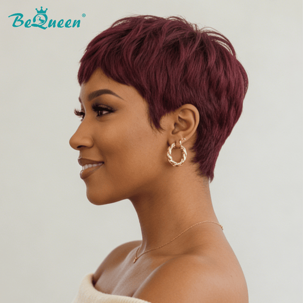 BeQueen Wig PIXIE WIGS Bequeen 99J Natural Style Pixie Wig