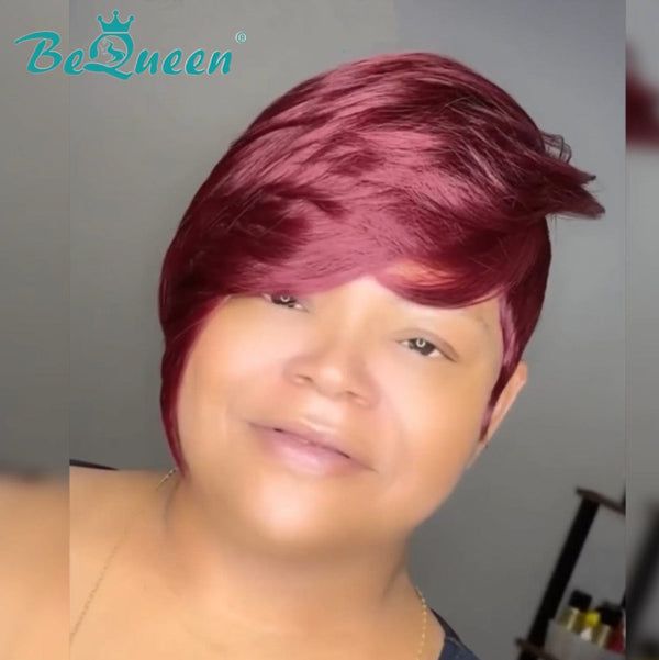 BeQueen Wig PIXIE WIGS Bequeen 99J Sexy Side Part Pixie Wig