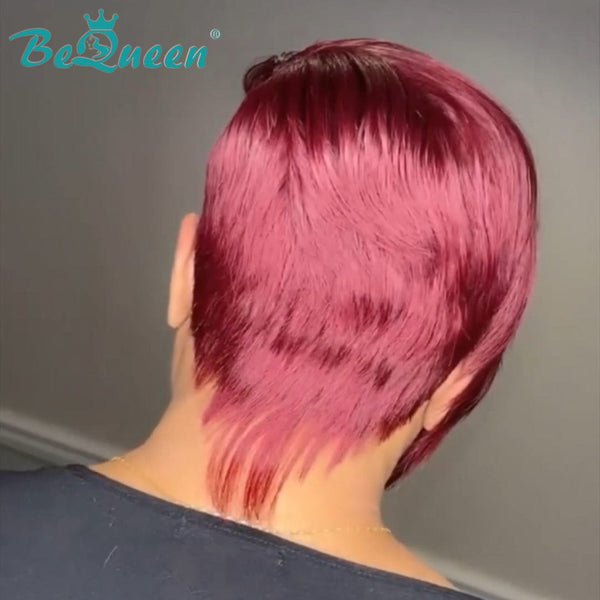BeQueen Wig PIXIE WIGS Bequeen 99J Sexy Side Part Pixie Wig