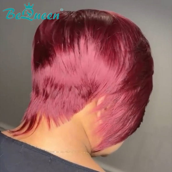 BeQueen Wig PIXIE WIGS Bequeen 99J Sexy Side Part Pixie Wig