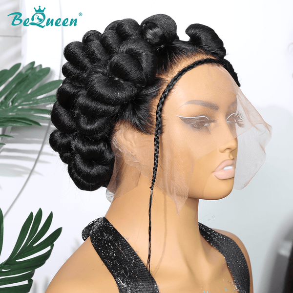 BeQueen Wig WEDDING WIG Bequeen Black Coiled Updo Wedding Wig