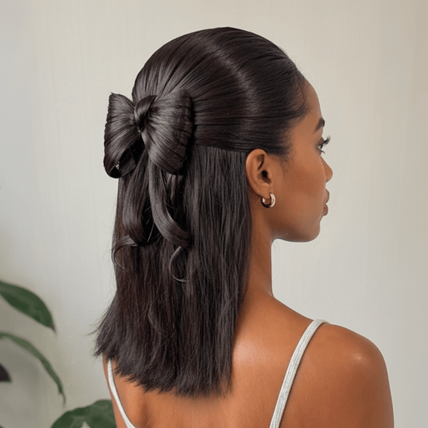 BeQueen Wig BeQueen Black Half-tied Bow Shape 12 Inch 100% Human Hair