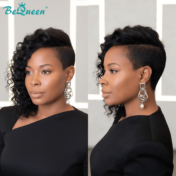 BeQueen Wig TOPPER & MOHAWK Bequeen Black Side Part Wave Style Long Topper-1