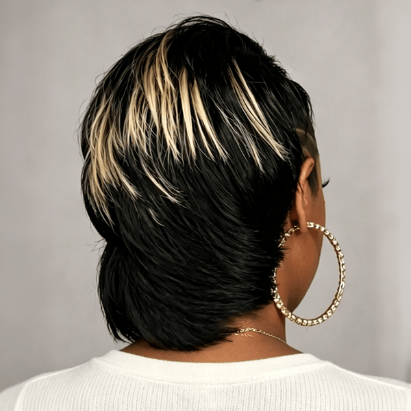 BeQueen Wig TOPPER & MOHAWK Bequeen Blond Highlight Machine Made Topper-1