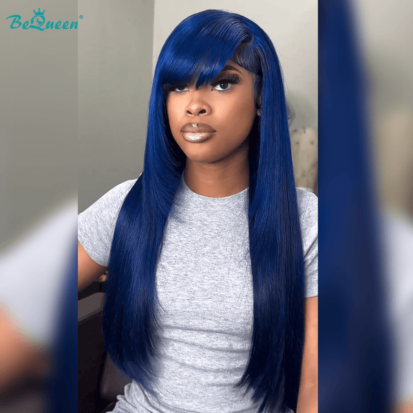 BeQueen Wig Bangs wig Bequeen Blue Color Long Straight Bangs Wig