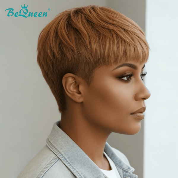BeQueen Wig PIXIE WIGS Bequeen Bronze Color Pixie Short Cut Wig