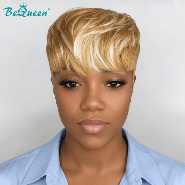 BeQueen Wig PIXIE WIGS Bequeen Bronze Mixed Platinum Natrual Style Pixie Wig