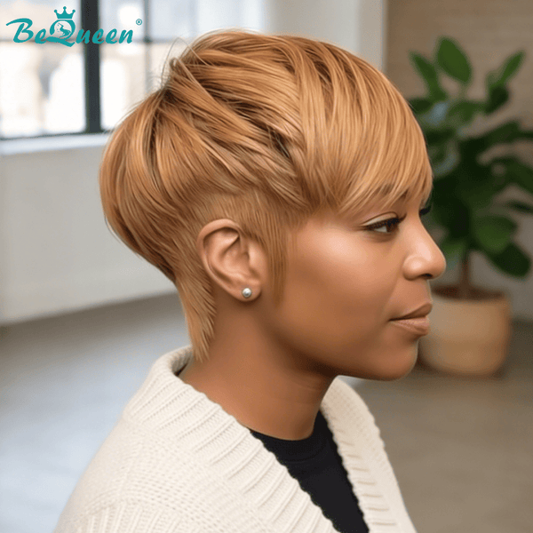 BeQueen Wig PIXIE WIGS As pic Bequeen Bronze Natrual Style Pixie Short Cut Wig