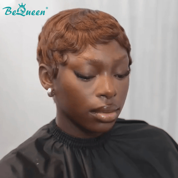 BeQueen Wig PIXIE WIGS Bequeen Brown Short Cut Machine Made Wig