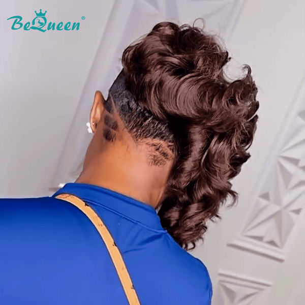 BeQueen Wig TOPPER & MOHAWK Bequeen Brown Wave Side Part Long Topper