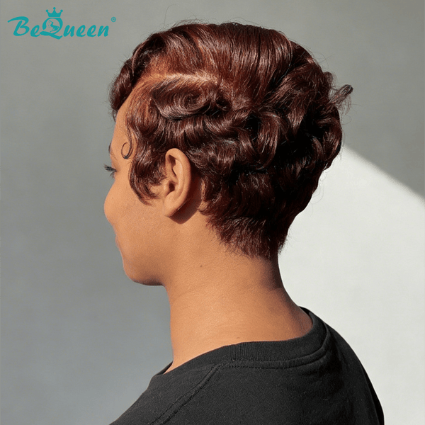 BeQueen Wig PIXIE WIGS Bequeen Burgundy Wave Lace Side Part Pixie Wig