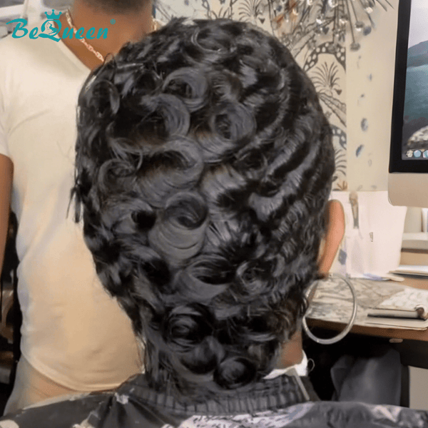 BeQueen Wig PIXIE WIGS Bequeen Closure Highlight Wavy Pixie Wig