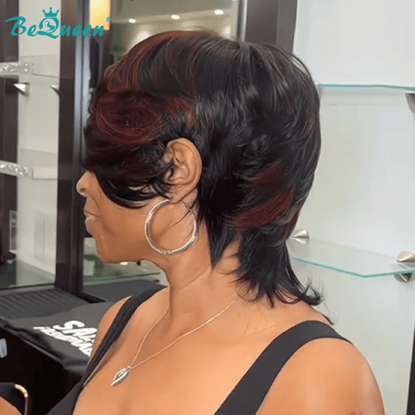 BeQueen Wig Mullet Wig Bequeen Crimson Edge Short Mullet Wig