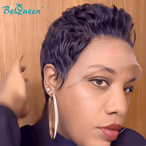 BeQueen Wig FULL LACE WIG Bequeen Curly 1B Pixie Cut Sexy Style Full Lace Wig