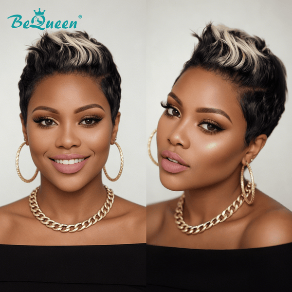 BeQueen Wig FULL LACE WIG Bequeen Curly 1B Pixie Cut Sexy Style Full Lace Wig