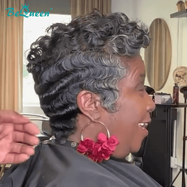BeQueen Wig PIXIE WIGS Bequeen Elegance Curly Wave Salt and Pepper Wig