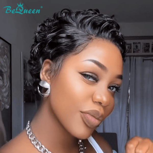 BeQueen Wig PIXIE WIGS Bequeen Elegant Side Part Finger Wave Lace Wig