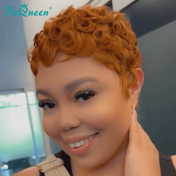 BeQueen Wig PIXIE WIGS Bequeen Finger Wave Orange Pixie Wig
