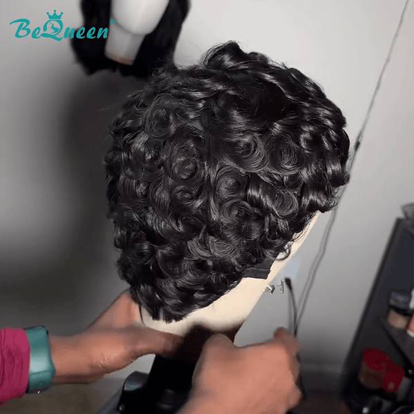 BeQueen Wig PIXIE WIGS Bequeen Full Lace Special Scalp Curly Pixie Wig-2