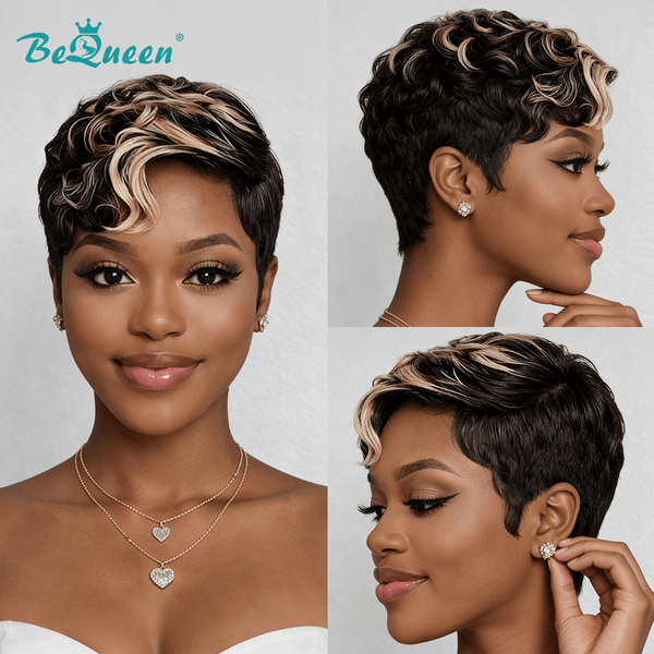 BeQueen Wig PIXIE WIGS Bequeen Golden Chic Pixie Machine Made Wig