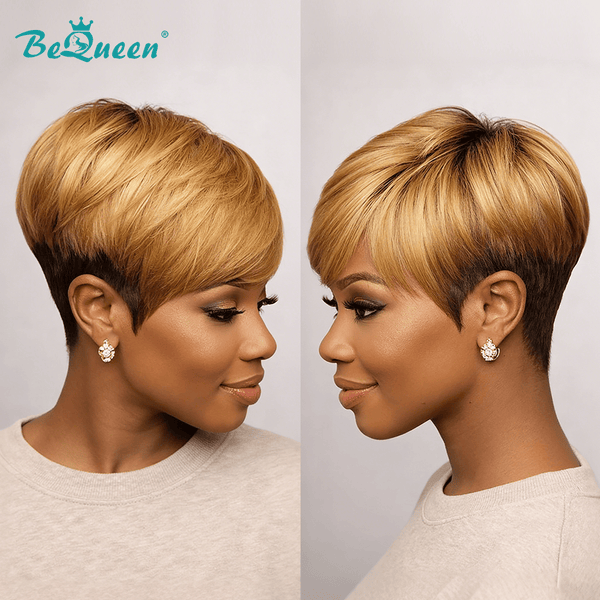 BeQueen Wig PIXIE WIGS Bequeen Golden Straight Natural Style Special Made Pixie Wig