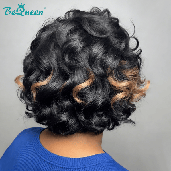 BeQueen Wig Bequeen Highlight Bronze Wave Frontal Lace Bob Wig