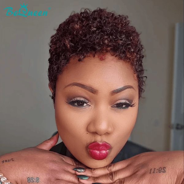 BeQueen Wig FULL LACE WIG Bequeen Highlight Curly Pixie Cut Full Lace Wig