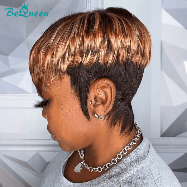 BeQueen Wig PIXIE WIGS Bequeen Highlight Side Part Long Pixie Wig