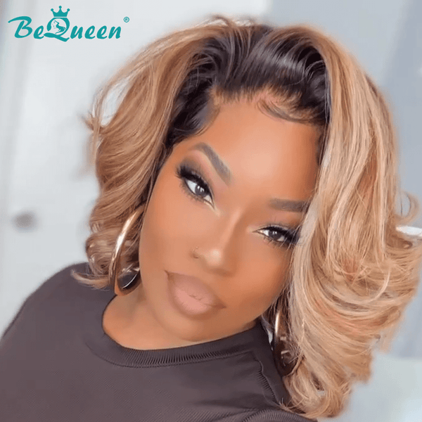 BeQueen Wig Bequeen Layer Blonde Dark Root Bob Wig