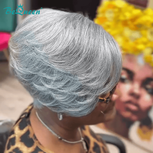 BeQueen Wig Luxurious Customized Wigs Bequeen Luxurious Side Part Salt and Pepper Wig