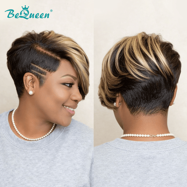 BeQueen Wig PIXIE WIGS Bequeen Mixed Bronze Side Part Frontal lace Wig